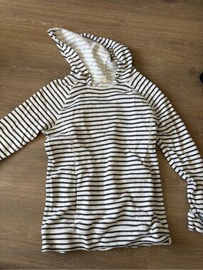 J. Crew Women's Hooded Striped Pullover - White & Black